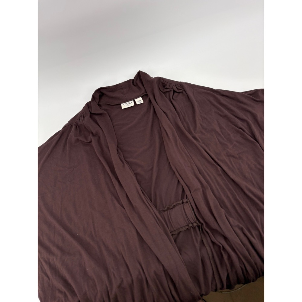 Cato Woman Brown Short Sleeve Open Front Cardigan Ruched Waist Plus Size 22W 24W